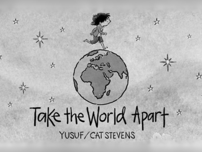 Take the World Apart artwork: an illustrated boy running on top of the globe